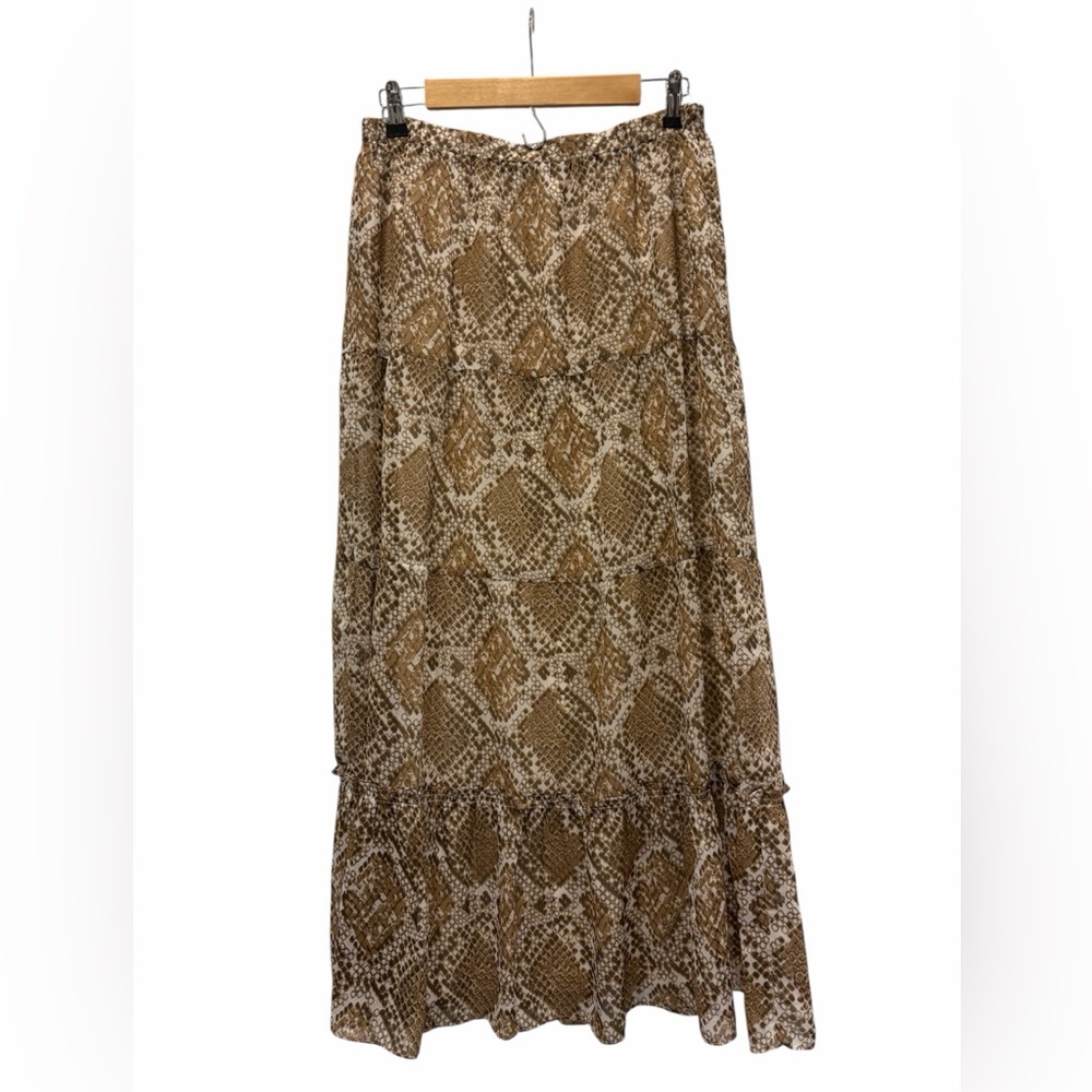 Candie's Cowgirl Country Festival Snake Print Tiered Maxi Skirt Size Large